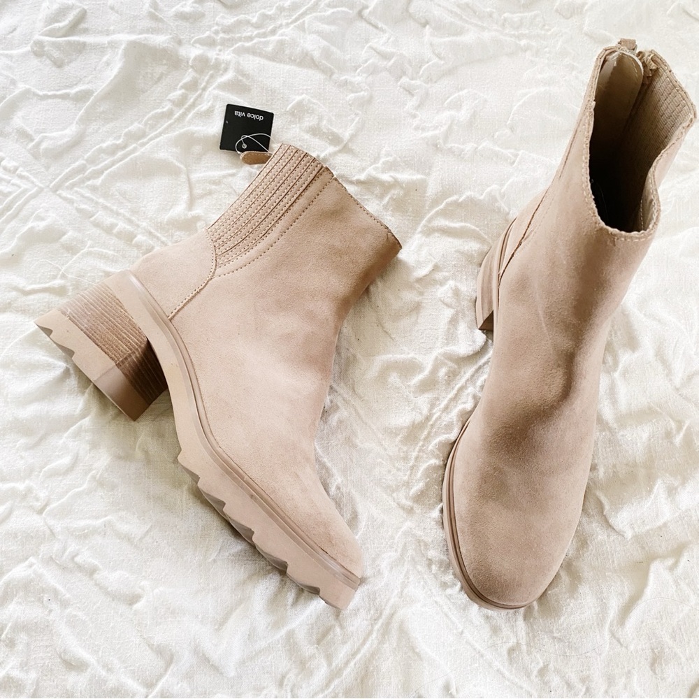 Dolce Vita Beige Suede Ankle Boots - Picture 5 of 10